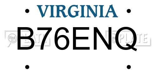 B76ENQ Virginia License Plate
