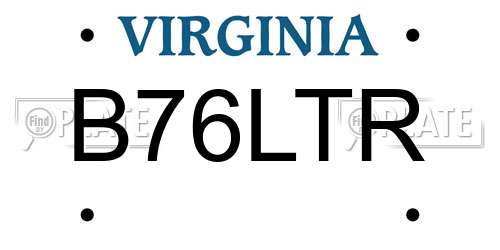B76LTR Virginia License Plate