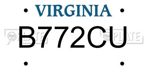 B772CU Virginia License Plate