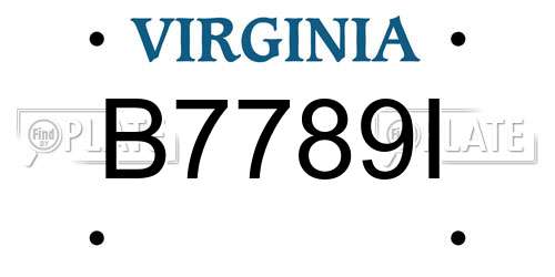 B7789I Virginia License Plate