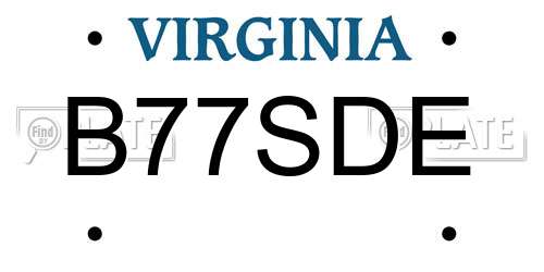 B77SDE Virginia License Plate