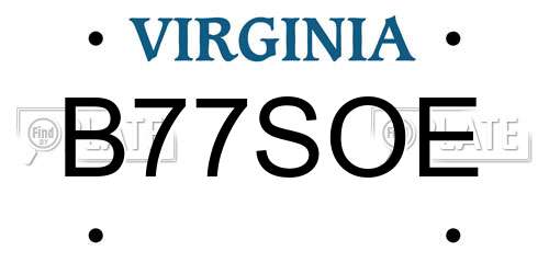 B77SOE Virginia License Plate