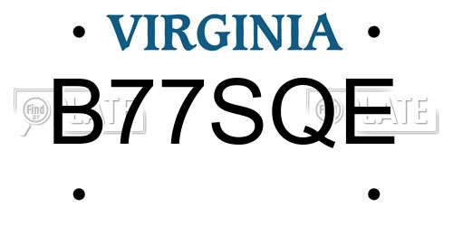 B77SQE Virginia License Plate