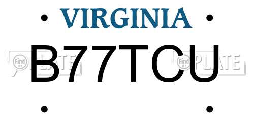 B77TCU Virginia License Plate