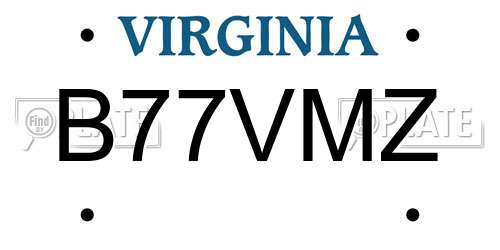 B77VMZ Virginia License Plate