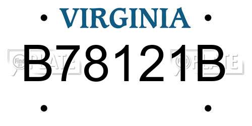B78121B Virginia License Plate