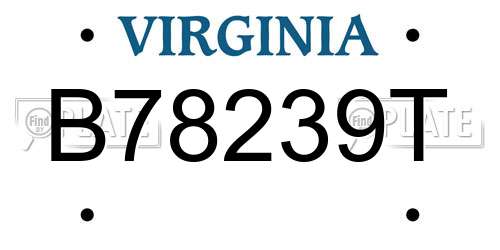 B78239T Virginia License Plate