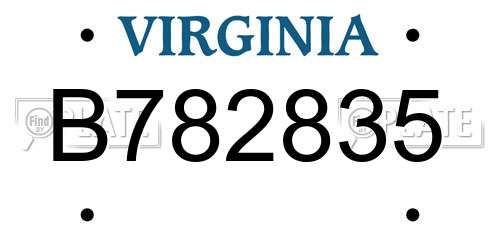 B782835 Virginia License Plate