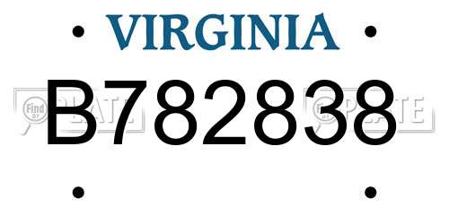 B782838 Virginia License Plate