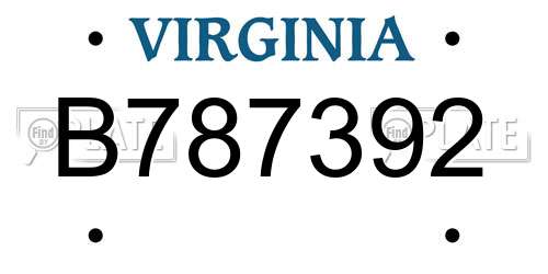 B787392 Virginia License Plate