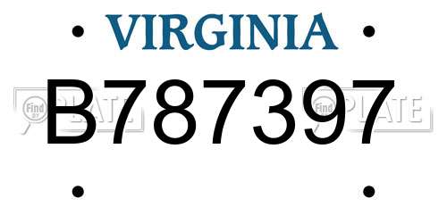 B787397 Virginia License Plate