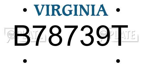 B78739T Virginia License Plate