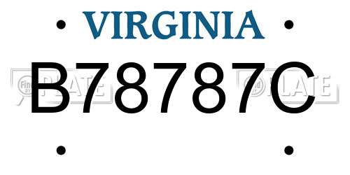 B78787C Virginia License Plate