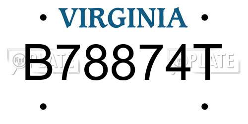 B78874T Virginia License Plate