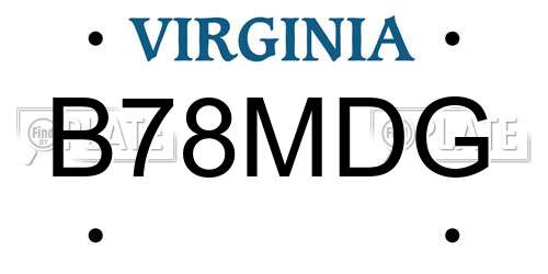 B78MDG Virginia License Plate