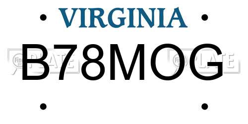 B78MOG Virginia License Plate