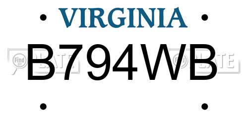 B794WB Virginia License Plate