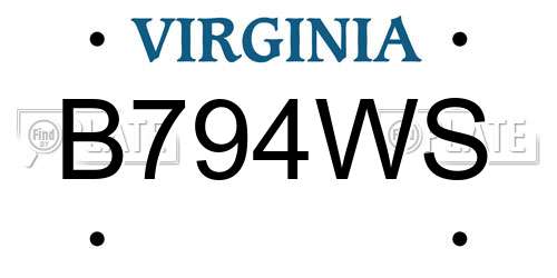 B794WS Virginia License Plate