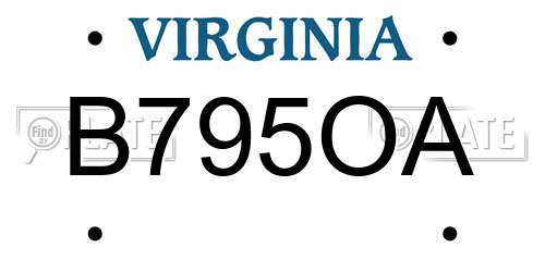 B795OA Virginia License Plate