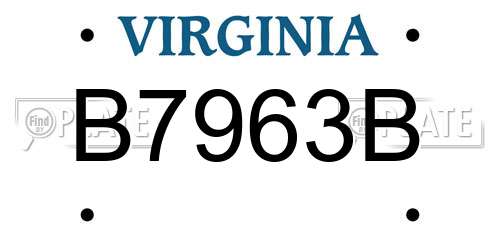 B7963B Virginia License Plate