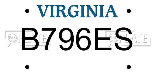 B796ES Virginia License Plate