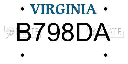 B798DA Virginia License Plate