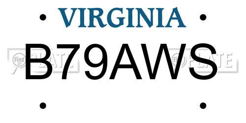 B79AWS Virginia License Plate
