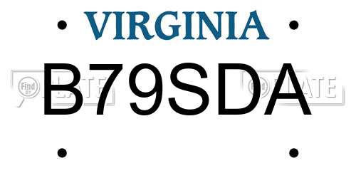 B79SDA Virginia License Plate