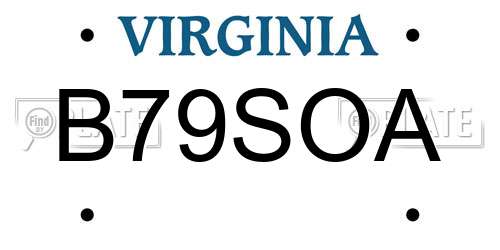 B79SOA Virginia License Plate