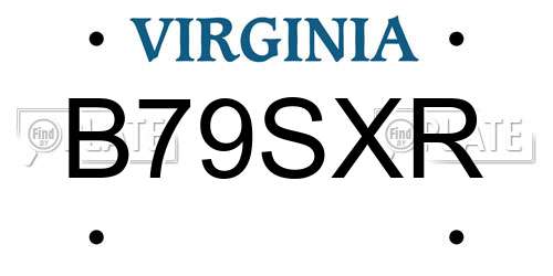 B79SXR Virginia License Plate
