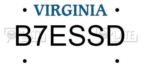 B7ESSD Virginia License Plate