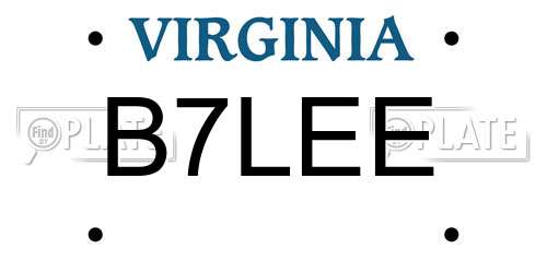 B7LEE Virginia License Plate