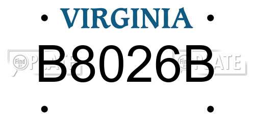 B8026B Virginia License Plate