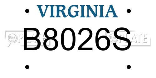 B8026S Virginia License Plate