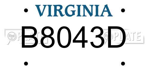 B8043D Virginia License Plate