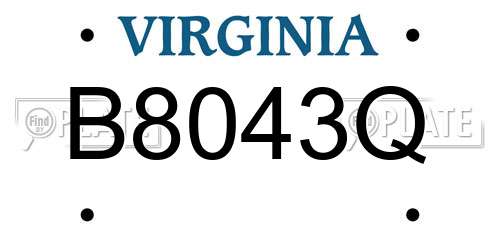 B8043Q Virginia License Plate
