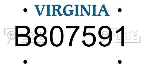 B807591 Virginia License Plate