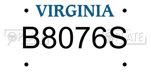 B8076S Virginia License Plate