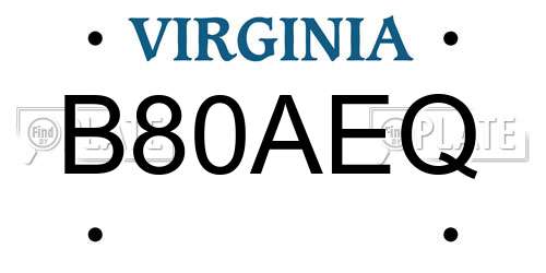 B80AEQ Virginia License Plate