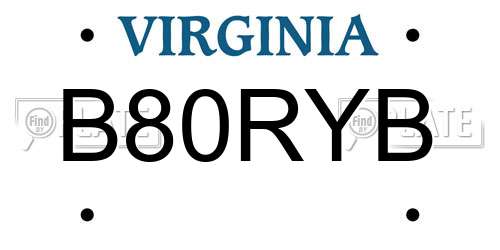 B80RYB Virginia License Plate
