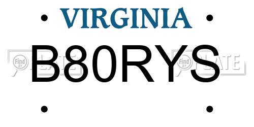 B80RYS Virginia License Plate