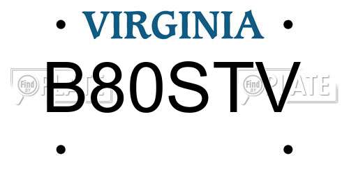 B80STV Virginia License Plate