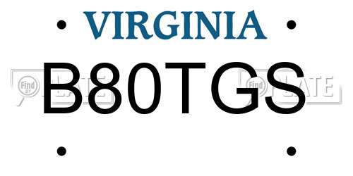 B80TGS Virginia License Plate