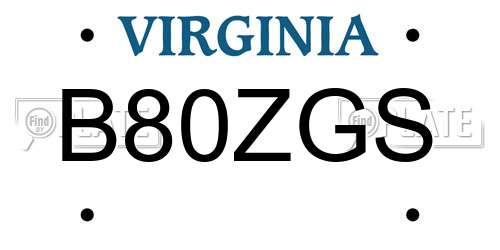 B80ZGS Virginia License Plate