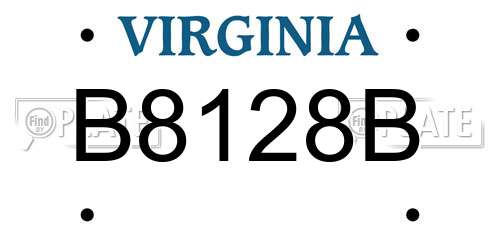 B8128B Virginia License Plate