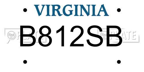 B812SB Virginia License Plate
