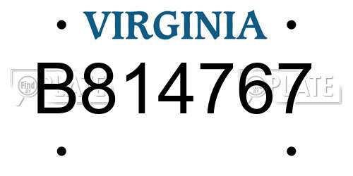B814767 Virginia License Plate