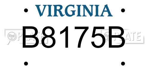 B8175B Virginia License Plate