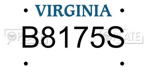 B8175S Virginia License Plate