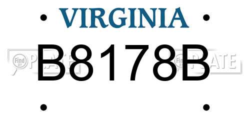 B8178B Virginia License Plate